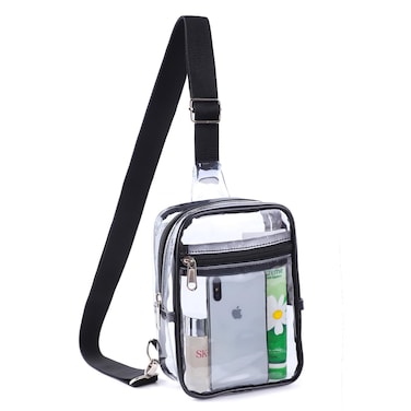 Clear Sling Bag, Clear Bag Stadium Approved for Women &amp; Men,Small Clear Fanny Pack Crossbody Bags Chest Bag for Hiking, Travel, Beach, Sports Events, Concerts