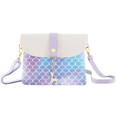 Small Crossbody Purse, PU Leather Small Purse for Girls With Pendant With Strap/Gold Chain Strap (Mermaids)