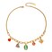 ALRNBY Charm Necklace for Women Gold Stainless Steel Chain Dainty Choker Necklace Colorful Gemstone Sun Heart Pendant Necklace for Women Paper Clip Chain Trandy Jewelry Gift 2024 Non Tarnish