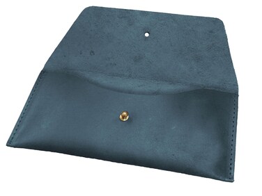 Succor Genuine Leather Money Cash Envelopes-Pencil Pouch-Money Holder-Budget Envelope-Minimalist Design-Retro Clutch-Cash Utility-For Men and Women-(Hunter Blue)