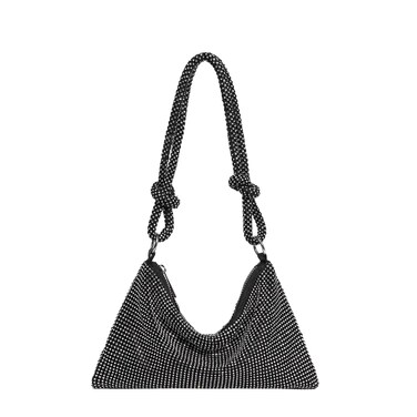 YUWITA Rhinestone Purse for Women Evening Bag Glitter Sparkly Mini Handbags (Silver-Black)