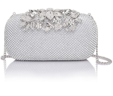 ILILAC Crystal Evening Bag Rhinestone Bride and Bridesmaid Wedding Prom Party Formal Clutch Purses for Women Evening (Silver)