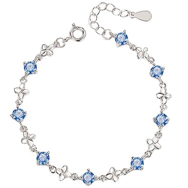 PLGBVAO 925 Sterling Silver Bracelets for Women, Clover Zircon Charm Chain Bracelet Fashion Jewelry Gifts