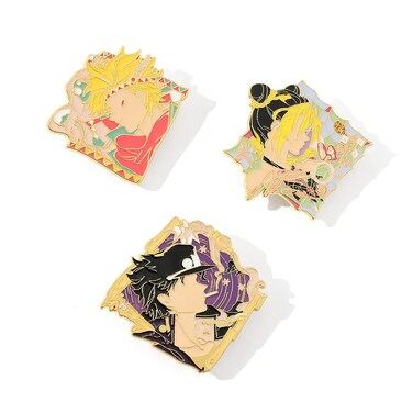 JJBA JoJo Enamel Pin Set - Jotaro Jolyne Caesar Anime Brooch - Halloween Cosplay Gifts for Women Men and Fans
