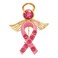 Rosemarie &amp; Jubalee Women's Breast Cancer Awareness Enamel Pink Ribbon With Crystal Rhinestones Inspirational Gift Giving Jewelry Pieces (Angel Wings Brooch Pin Gold Tone, 1.75")