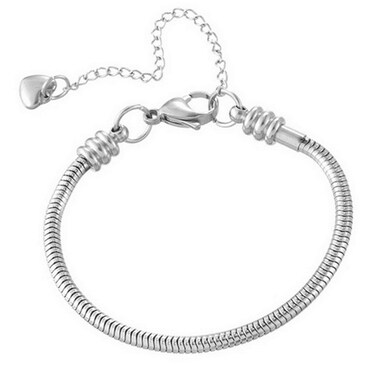 Chili Jewelry Women Moments Silder Charms Snake Chain Bracelet for Mom Sister Stainless Steel Love Memorial Bracelet fit Standard Charm Beads, 5 Inch