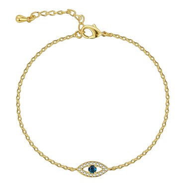 Lit Wall Gold Evil Eye Bangle, 18K Gold Plated Bracelet for Women, Medium Length
