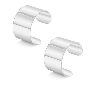 MOZAKA 2Pcs Cuff Bangle Bracelet Set for Women Wide Open Cuff Bracelets Smooth Polished Gold Sliver Wrist Cuff Wrap Bracelets Adjustable