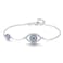 Kaletine Blue Evil Eyes Link Bracelet Sterling Silver 925 Cubic Zirconia Chain Adjustable 6.7" 7" 7.5"(Rhodium)