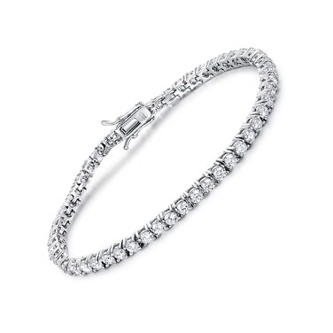 TIKJE 925 Sterling Silver 3mm Cubic Zirconia Classic Tennis Bracelet   White Gold Bracelets for Women   Size 8.5 Inch