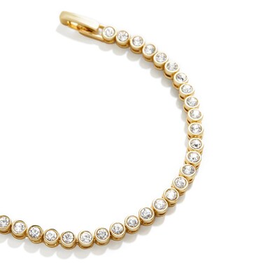 Pearich 14k Gold Filled Tennis Bracelet 3mm Cubic Zirconia Classic Tennis Bracelet Gold Link Bracelets For Women (Round Tennis Bracelet, 6.15)