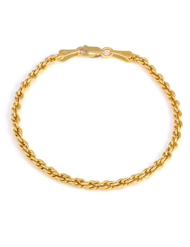 Waitsoul 18K Gold Bracelet for Men 3mm Diamond-Cut Rope Chain Bracelet for Women 8 Inch