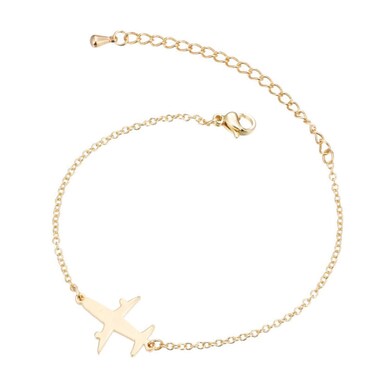 MiniJewelry Gold Airplane Bracelets for Women Birthday Christmas Daughter Family Adjustable Stainless Steel