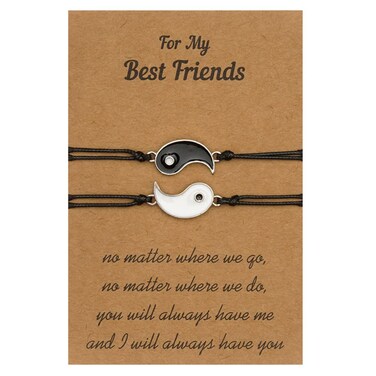 YALLNASL BFF Friendship Bracelets Gift for 2 Best Friends Yin Yang Bracelet Matching Bracelets for Besties Pinky Promise Bracelet Set for Women Men Friend Christmas Birthday Gifts