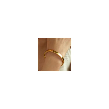 JotCa Gold Bracelets for Women, 18K Gold Plated Simple Plain Bangle Bracelets Stainless Steel Dainty Oval Bracelet Jewelry