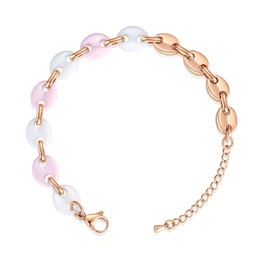 AOAMID Birthday gift for women-Exquisite Ceramic and Stainless Steel Dual-tone Adjustable Handcrafted Bracelets for Women-Rose gold