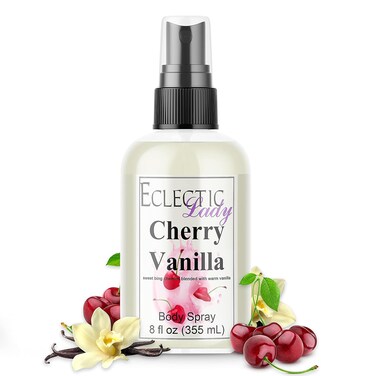 Womens Cherry Vanilla Body Spray - Eclectic Lady Original Strength Body Spray For Womens Fragrance, Women's Sweet Scented Fragrances Handcrafted in USA, Paraben-Free (8 oz)