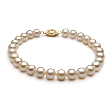 White 6-7mm AA Quality Freshwater Cultured Pearl Bracelet for Women-7.5 in Length