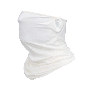 QBA Neck Gaiter, Bandana, Dust Protection with Ear Loops, Filter Pocket, Balaclava UV Protection, Cooling Face Cover for Men, Women, Kids, White H