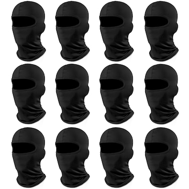 12 Pieces Balaclava Face Mask for Women Men Summer Cooling Neck Gaiter, UV Protector Motorcycle Ski Scarf for Cycling (Black)