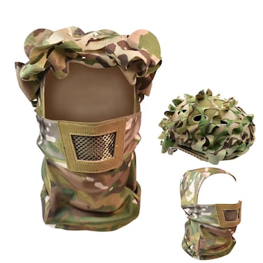 Breathable Balaclava Mesh Mask Camo-uflage Cover Set Tactical Mask with Full Face Protection Cycling Hood Neck Warmer fits Most Youths and Adults (Camo)