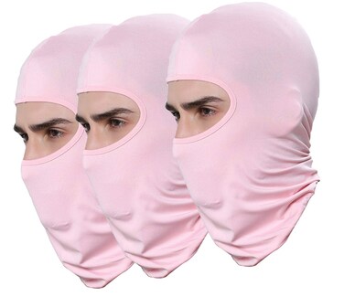 Pack of 3 Thin Pink Balaclava Sun Mask for Outdoor Women Motorcycle Airsoft Fishing Hunting Mask