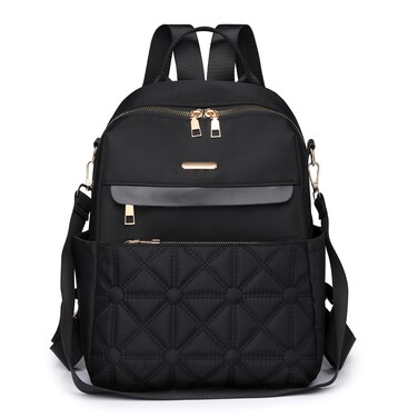 I IHAYNER Nylon Backpack Purse for Women Fashion Multipurpose Handbag Ladies Shoulder Bags Quilted Casual Travel Backpack Black