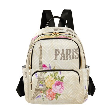 ALAZA Eiffel Tower Paris Blossom Women Backpack Purse Ladies Fashion Shoulder Bag Daypack Travel Bag 7.5L
