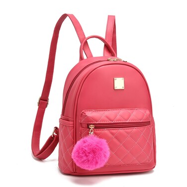 Girls Fashion Mini Backpack Purse Small Cute Plaid Leather Women Backpacks Little Bag, Hot Pink