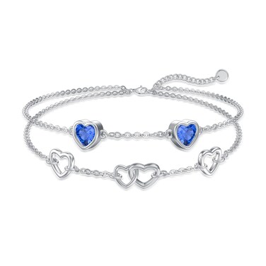 MEIDERBO Ankle Bracelets for Women 925 Sterling Silver Heart Layered Anklet Adjustable Anklet Summer Beach Jewelry Gifts for Women