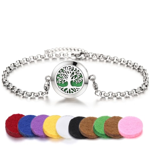 Essential Oil Diffuser Anklet Stainless Steel Aromatherapy Pendant Adjustable Anklet Set for Gift Mother&#39;s Day with 11 fillers (Multiple Style Options) XL102-1