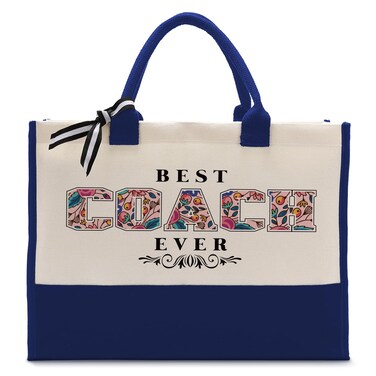 Cotton Canvas Tote Bag for Women, Canvas Tote Bag for Gifting, Tote Bag Gift for Coach, Best Coach Ever Gifts Travel Bag, Gifts for Coach Beach Canvas Tote, Appreciation Gift for Coach