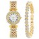 Weicam Elegant Women Crystal Bangle Analog Quartz Wristwatch (Gold)