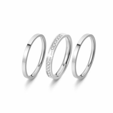 Purity Rings for Women, 3Pcs Thin Stackable Rings, Silver Cross Ring for Women, Dainty 14K Plated Gold Ring for Women Size 5-11 (Silver Cross Ring, 5)