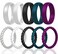 Saco Band Silicone Ring Wedding Band for Women - 10 Pack Ring Set (White, Black, Pearl Silver A, Dark Teal B, Purple 2613 - Size 9.5-10 (19.80mm))