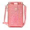 Womens CellphoneSmall Crossbody Bag Light Fashion Leather Card Wallet Shoulder Purse Handbag Lanyard Case Girls Travel Pouch Satchel for iPhone 12/12 Pro Max 6/7/8 Plus (Glitter-Pink)