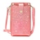 Womens CellphoneSmall Crossbody Bag Light Fashion Leather Card Wallet Shoulder Purse Handbag Lanyard Case Girls Travel Pouch Satchel for iPhone 12/12 Pro Max 6/7/8 Plus (Glitter-Pink)