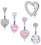 Gemtastic Cute Pink Heart Surgical Steel Belly Button Rings Belly Piercing Jewelry Belly Rings for Women Navel Piercing Jewelry