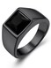 Diamond Cut Black Stone Rings For Women, Stainless Steel Dark Onxy Pinky Ring Size 8