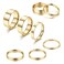 ADRAMATA 1-8mm 14K Gold Filled Rings Stacking Rings for Women Stackable Rings Thin Band Rings Plain Pinky Thumb Finger Rings Trendy Mid Statement Rings Comfort Knuckle Rings Set