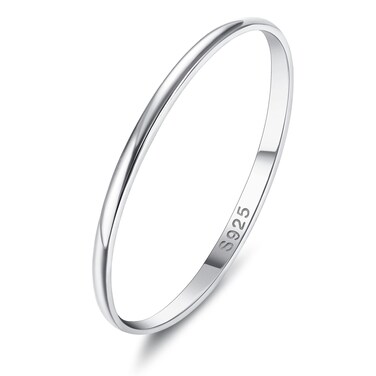 Diamday 1mm S925 Sterling Rings Silver for Women Men High Polished Sterling Silver Band Thumb Stackable Ring Comfort Fit Bands Size 8