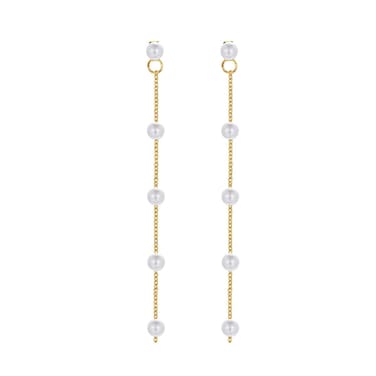 Long Tassel Pearl Dangle Earrings for Women - Dangling Hanging Baroque 18k Gold Plated Simulated Freshwater Pearl Drop Dangle Earring Bridal Wedding Gift