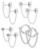 YADOCA 4 Pairs Chain Earrings for Women CZ Ball Bar Huggie Hoop Piercing Dangle Chain Stud Earring Set Silver