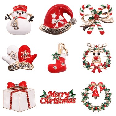 9 Pcs Christmas Pins Brooches for Women, Kawaii Pins Brooch Xmas Jewelry Gift for Clothing Backpacks Bags Jackets (Christmas-A)