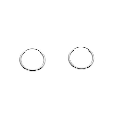 14k White Gold Tiny Endless Hoop Earrings Round Flexible Thin Small little Continuous Real Pure Gold Mini Hoops 10mm