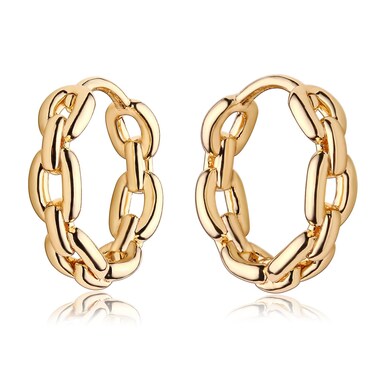 MEVECCO Gold Hoop Earrings for Women 18K Gold Plated Chain Link Huggie Earrings Cute Tiny Minimalist Handmade Hoop Earrings Everyday Jewelry for Her