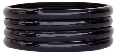 JD'Z COLLECTION Indian Jewelry Glass Bangles for Women Bollywood Plain Glass Bangles Set of 4p Traditional Costume Matching Bracelets Bangles For Women (Black 2.4)