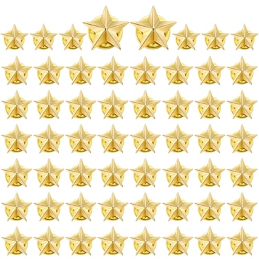 60 Pieces Star Badge Lapel Pin Memorial Day Star Pins for Backpacks Star Badge Pins Military Award Pins Labor Day 4th of July Stars Brooches(Gold)