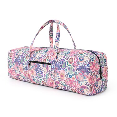 Boulder Bee   Yoga Mat Bag   Large Yoga Mat Carrier with Wet Pocket   Yoga Gifts   Gym Tote Bag for Women   Paisley Patterns (Pink)