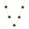 SHINYY 5 Leaf Clover Choker Necklace for Women 18K Gold Plated Stainless Steel Black Lucky Five Leaf Dangle Chain Jewelry Gift for Mother and Daughter (Black Gold)